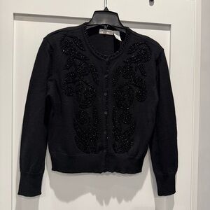 Liz Claiborne Black Beaded Cardigan